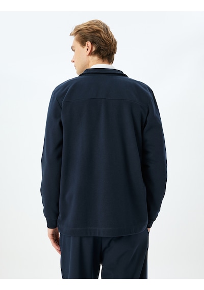 Koton Regular Fit Pamuk Karışımlı Uzun Kollu Basic Fermuarlı Sweatshirt Lacivert 5wam70253mk Lacivert