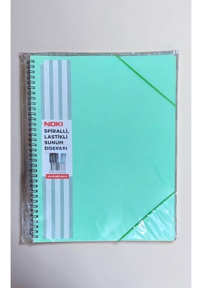 A4 Boyut Spiralli Lastikli Sunum Dosyası 20 Yaprak Pastel Yeşil Telli Sunum Dosyası