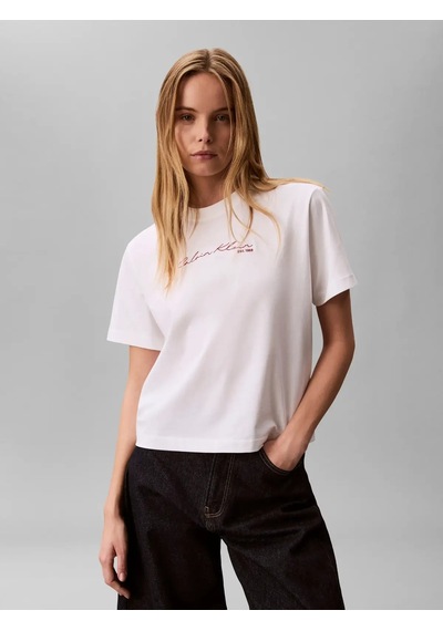 Calvin Klein Ss Graphıc Boxy Tee, Yaf, Xs Beyaz Kadın T-shirt