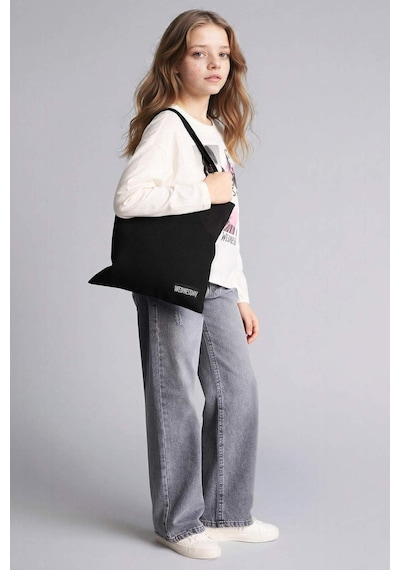 Defacto Kız Çocuk Wednesday Loose Fit Bisiklet Yaka Uzun Kollu Tişört G0452a825auer105 Ekru-er105