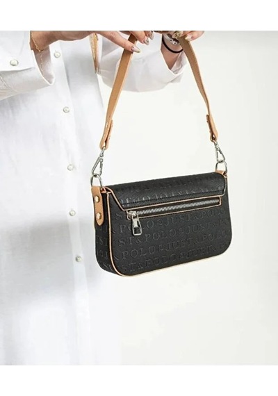 Just Polo Kadın Günlük Su Geçirmez Şık El & Omuz Çantası Shoulder Bag Siyah - Taba