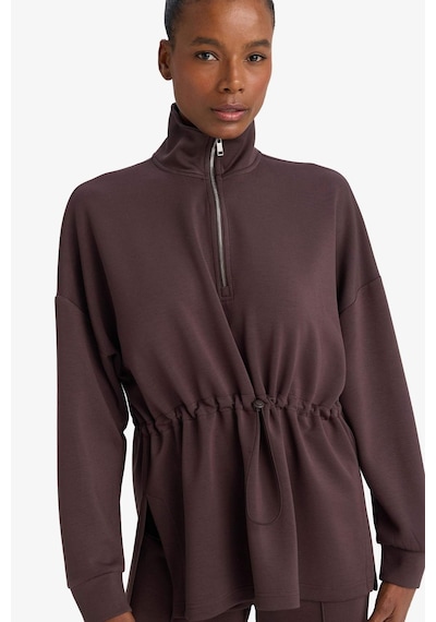 Defacto Long Fıt Dik Yaka Modal Sporcu Sweatshirt F9065ax26spbn192 Kahve-bn192