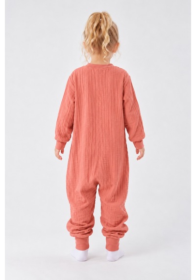 Babyhola Çocuk Uyku Tulumu Dört Mevsim 1-8 Yaş Unisex Uzun Kollu 1 Tog %100 Pamuk Müslin 2706 Somon