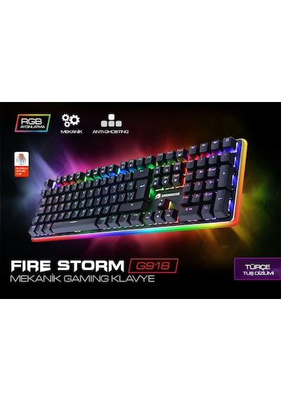 Gamebooster Fire Storm G918 RGB Mekanik USB Q Klavye