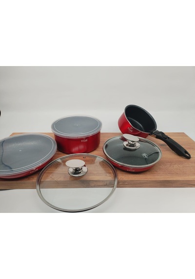 Tivoli Metallic Line Red Collection 9 Parça Tencere Takımı
