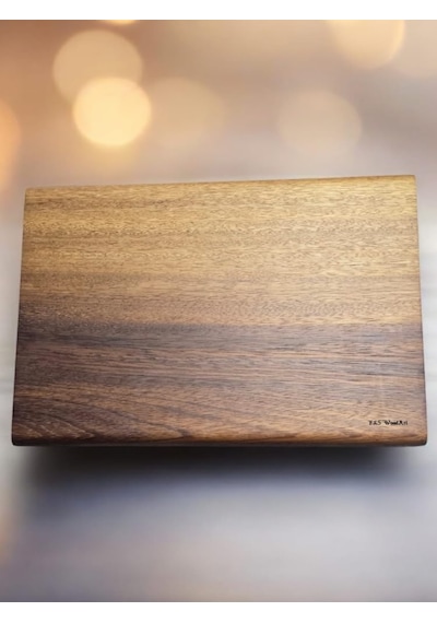 Iroko Tek Parça - Yekpare - Masif Doğal Ağaç Ahşap Büyük Boy 40 X 27,5 Cm Kesme Tahtası Çok Renkli