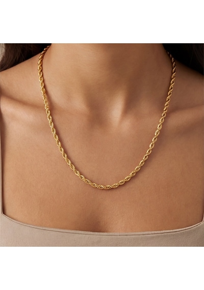 Ferizz Ferizz Altın Kaplama 2,5Mm Kalınlıkta Unisex Burgu Zincir Gümüş