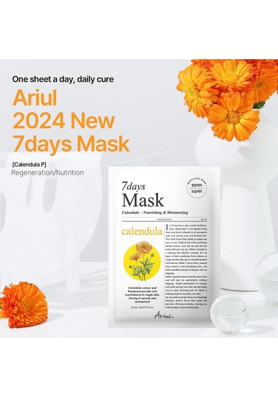 Lexroo 7 Days Mask Calendula P - Besleyici, Nemlendirici & Onarıcı Vegan Kağıt Maske