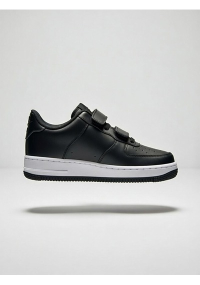 Çocuk Cilt Cırt Cırtlı Siyah Sneaker Premium Kalite, Hafif ... Beyaz - Siyah