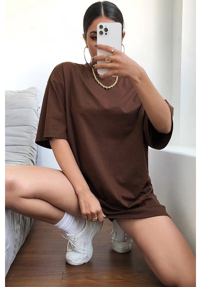 Unisex One Of A Kind Baskılı Tasarım Tshirt Kahverengi