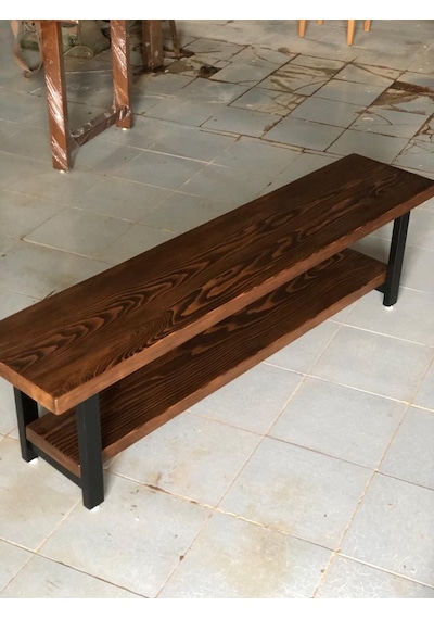 Bintaşmobilya Ceviz Rengi Kütük Ağaç Tv Sehpası 170X35.Cm