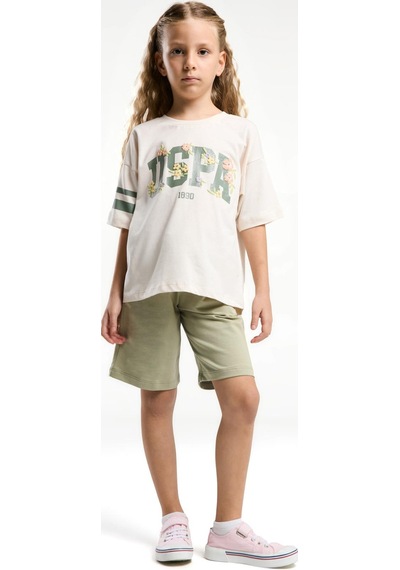 U.s. Polo Assn. Premium Kız Çocuk Rahat Kalıp Oversize Pamuklu Yazılı Kısa Kollu Şortlu Pijama Takım Bej U.s. Polo Assn. Premium Kız Çocuk Rahat Kalıp Oversize Pamuklu Yazılı Kısa Kollu Şortlu Pijama Takım Bej