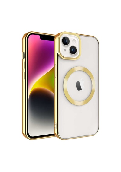 Zeyline Apple Uyumlu iPhone 14 Plus Magsafe Wireless Şarj Özellikli Zore Setro Silikon-gold
