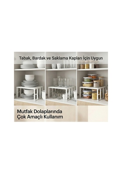 Dolap İçi Düzenleyici Raf Tabak Bardak Rafı Metal Raf Yok Yok