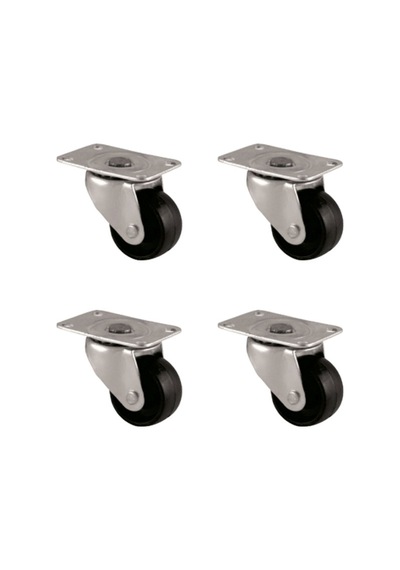 Furç Tablalı Bilyalı Teker - 38mm - Siyah Hks234 - 4 Adet