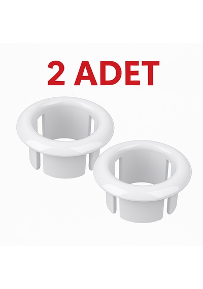 2 Adet Beyaz Lavabo Taşma Yüzüğü Evye Taşma Deliği Kapağı Pla Beyaz