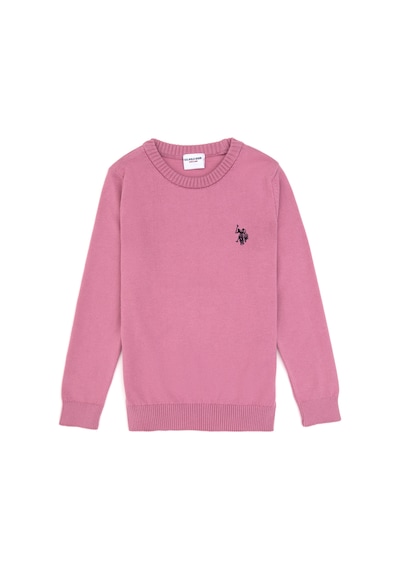 U.S. Polo Assn. Kız Çocuk Pembe Bisiklet Yaka Basic Kazak 50316808-VR167