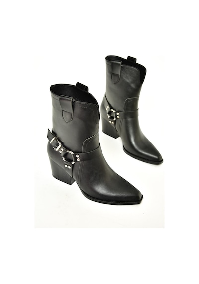 Fox Shoes T296094009 Siyah Kovboy Model Kalın Tabanlı Kadın Bot Siyah