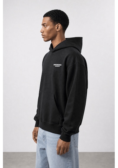 Respire Erkek Absofuckinlutely Baskılı Oversize Hoodie Siyah