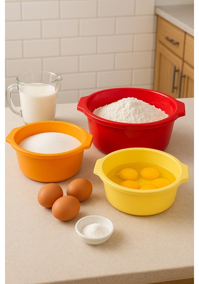 Esti 3 Boy Kalın Dayanıklı Plastik Badya Seti Çok Amaçlı Salata / Yıkama / Saklama / Hazırlık Kabı Sarı-turuncu-kırmızı