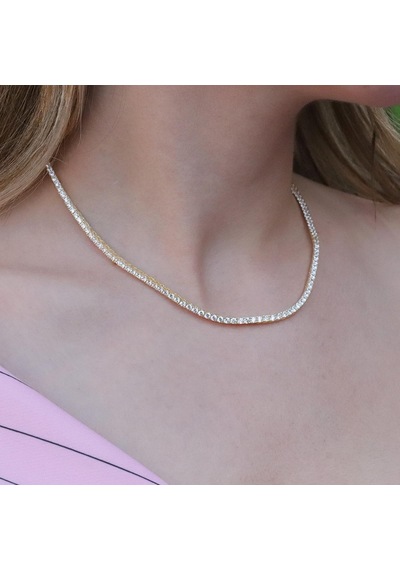 Zirkon Taşlı Gold Kaplama Su Yolu Gümüş Set Gümüş