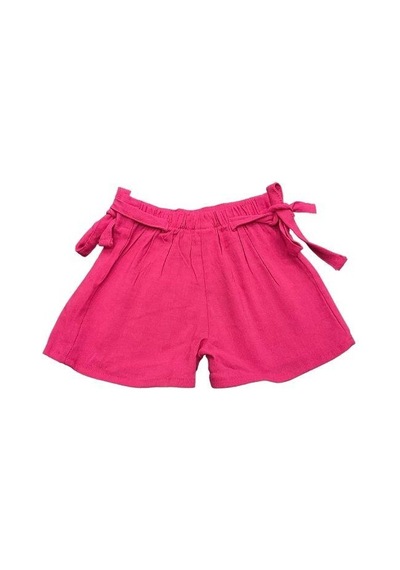 Çikoby Kız Bebek Kalpli T-shirt Keten Şortlu Takım-13875 Bej