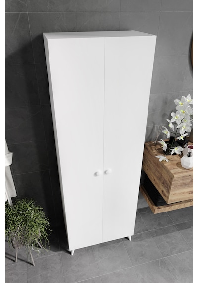 2 Kapaklı 5 Bölmeli Geniş Çok Amaçlı Banyo Dolabı - Tamamı 1. Kalite Mdf Desensiz