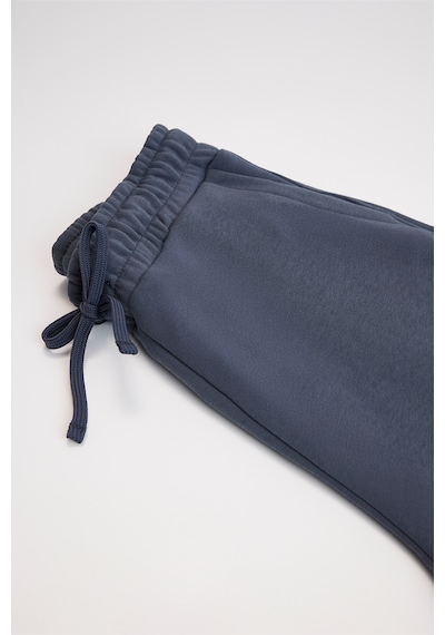 Tudors Unisex Relax Fit Rahat Kesim Şardonlu 3 Cepli Lastikli Jogger Paça Gri Eşofman Altı-32646 Gri