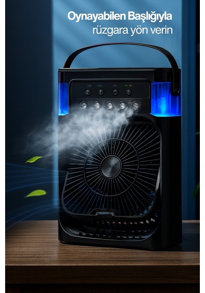 Masaüstü Taşınabilir Buzlu Vantilatör Su Soğutmalı Rgb Led Işıklı Soğutucu Fan Air Cooler Fan