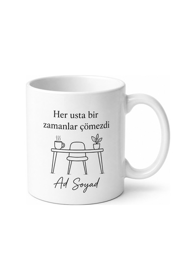 İlk İşe Giriş Hediyesi Çömez Çalışan Masası Hatıra Kupası Porselen Bardak Beyaz / Çok Renkli