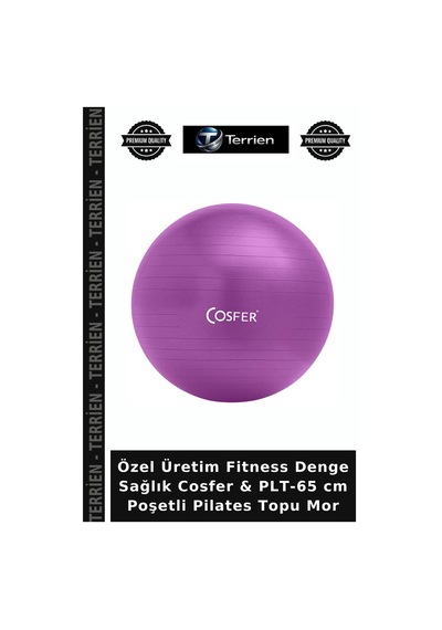 Özel Üretim Fitness Denge Sağlık Cosfer & Plt-65 Cm Poşetli Pilates Topu Mor