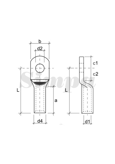 Simpa Skp-a/016-m06/sd Açık Tip Kablo Pabucu Standart Delik 16mm2 M6 - 400 Adet