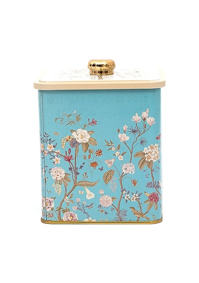Botanica Blue Desenli Kare Metal Saklama Kabı 12 x 12 x 13.7 CM 1.8 L