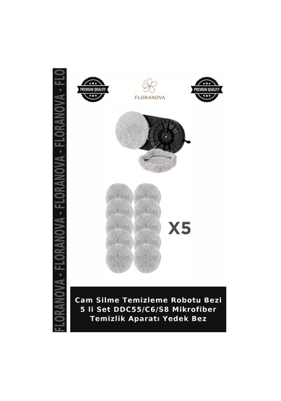 Cam Silme Temizleme Robotu Bezi 5 Li Set Ddc55/c6/s8 Mikrofiber Temizlik Aparatı Yedek Bez