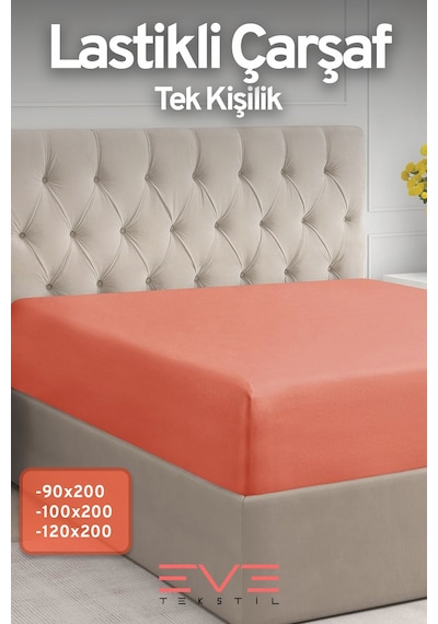 Eve Tekstil %100 Doğal Pamuk Tek Kişilik Rainforce Kumaş Lastikli Çarşaf Ve Yastık Kılıf Set Yavruağzı