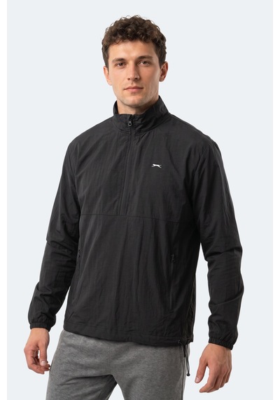 Slazenger Reckon Erkek Dik Yaka Fermuarlı Siyah Yağmurluk