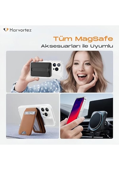 Tr Pro Max Kılıf 6.7 Magsafe İle Uyumlu Ultra Berrak Kamera Yüzey Korumalı Cep Telefon Kılıfı Yastıklı Köşe K Diğer