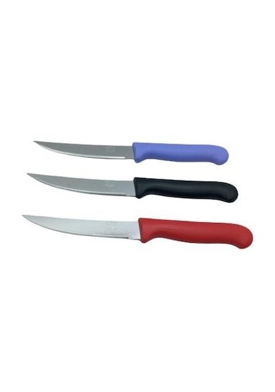 Tujo Knives-2280 Tekli Büyük Tırtırlı Sebze & Ekmek Bıçağı Renkli Plastik Saplı- 12'li Paket