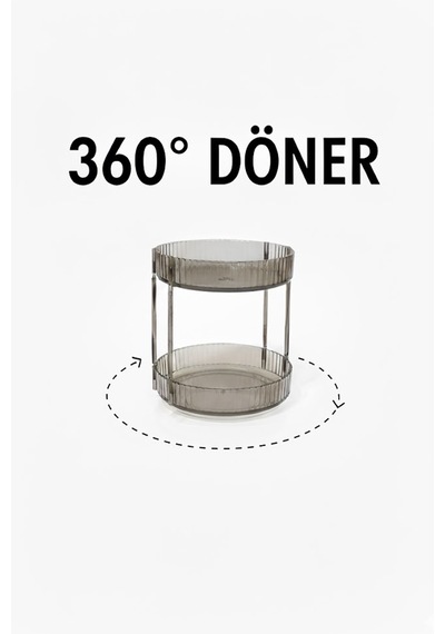 360 Döner 2 Katlı Makyaj Düzenleyici Organizer Banyo Mutfak Çok Amaçlı Raf Plastik Beyaz Tr Diğer