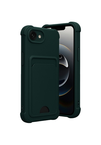 Apple iPhone  Uyumlu-  16e Kelvin Kartvizitli Silikon - Koyu Yeşil