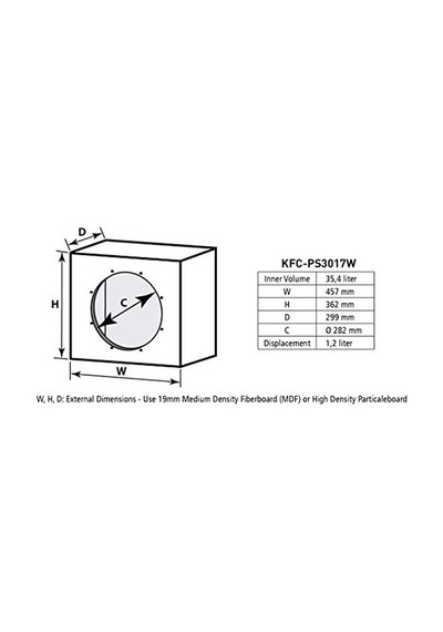 Car Audio Kfc-ps3017w Ps Serisi Subwoofer, 30 Cm, 2000 W, Single Vc, 4 Ohm