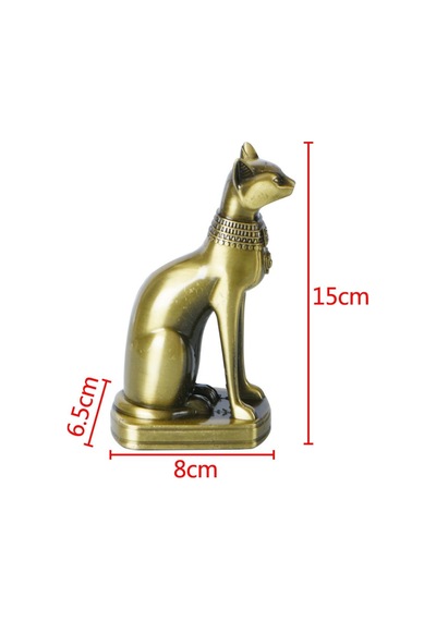 Antik Mısır Kedi Heykeli Bastet Metal Dekoratif Hediyelik Biblo 8x15cm