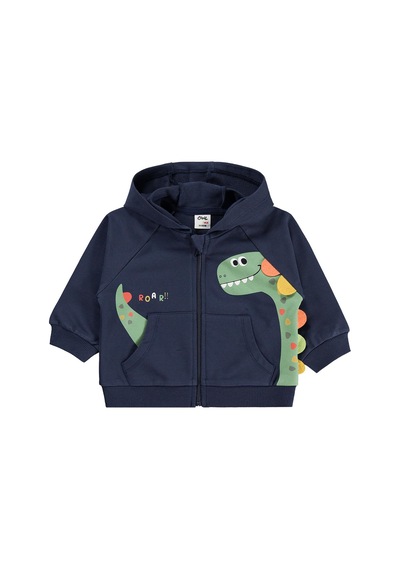 Civil Baby Dinozor Baskılı 6-18 Ay Hırka - Mavi Koyu İndigo
