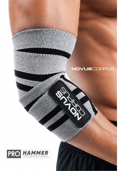 Fitness Dirsek Sargısı Sakatlık Önleyici Destekleyici Spor Dirseklik Elbow Wraps Crossfit Bandajı - 2 Adet - Gri/siyah