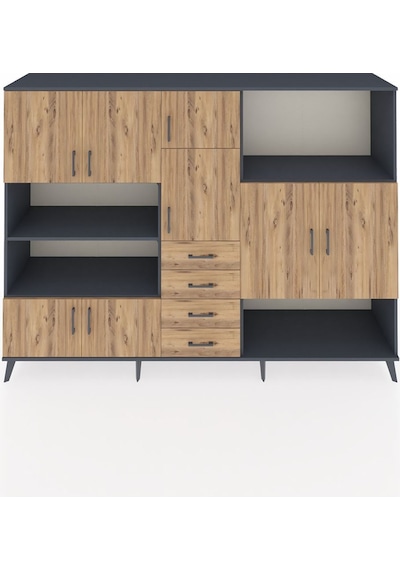 Hyperion Dolap 10 Raflı 4 Çekmeceli 8 Kapaklı 220x44x163 Antrasit-çam Atlas Çam - Antrasit Hyperion Dolap 10 Raflı 4 Çekmeceli 8 Kapaklı 220x44x163 Antrasit-çam Atlas Çam - Antrasit