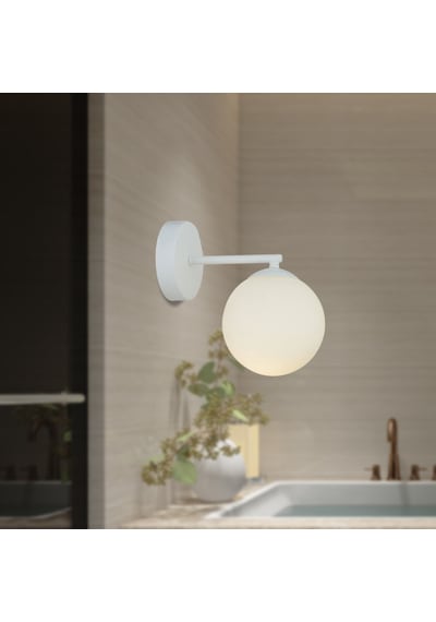 Elvin Beyaz Duvar Lambası Yatak Odası-Yatak Başı-Banyo İçin Modern Aplik Beyaz