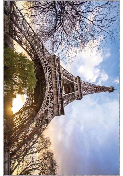 Mavi Paris Eyfel Kulesi Kaymaz Tabanlı Dekoratif Halı Rv339n11
