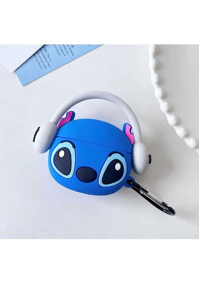 Apple Uyumlu iPhone 1/2. Nesil  Koruyucu Bluetooth Kulaklık Kılıfı Stitch Figürlü Stitch Airpods 1/2. Nesil
