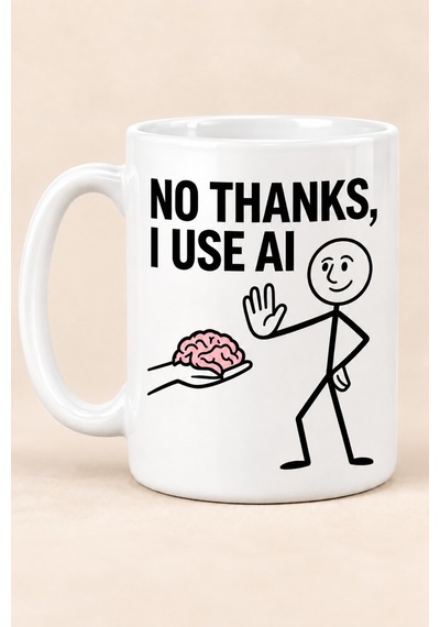 No Thanks I Use Aı Yazılı Kupa Bardak Komik Tasarım Baskılı Porselen Hediye Kupa Bardak Beyaz