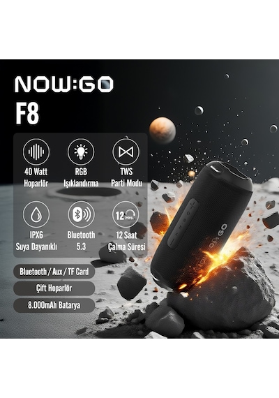 Nowgo F8 40w Rgb Speaker Su Geçirmez Taşınabilir Kablosuz Bluetooth Hoparlör Siyah